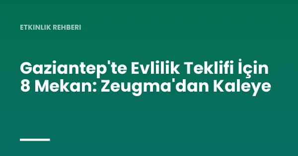 Gaziantep'te Evlilik Teklifi İçin 8 Mekan: Zeugma'dan Kaleye